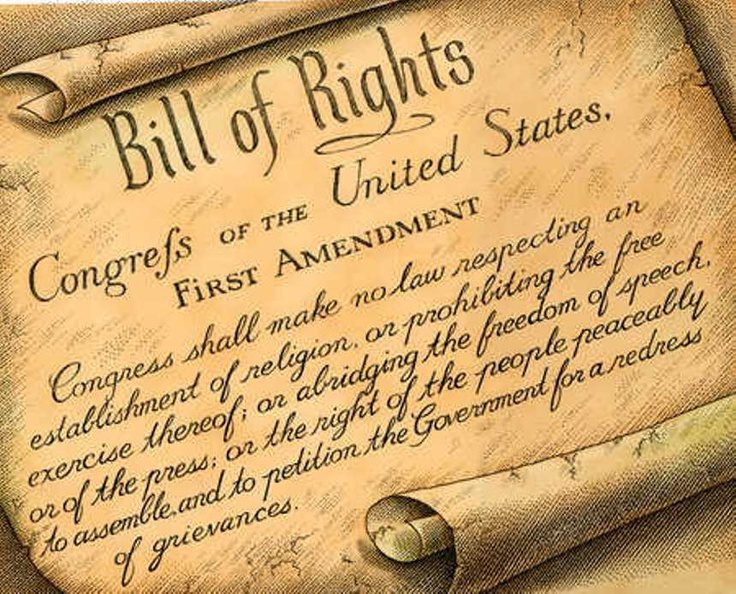first-amendment-text-scroll Frist Amendment section of Bill of Rights on scroll